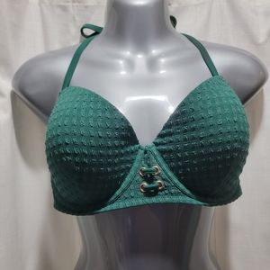 Shade & Shore | Checkered, Wired Bikini Top | Color: Green | Size: 36D